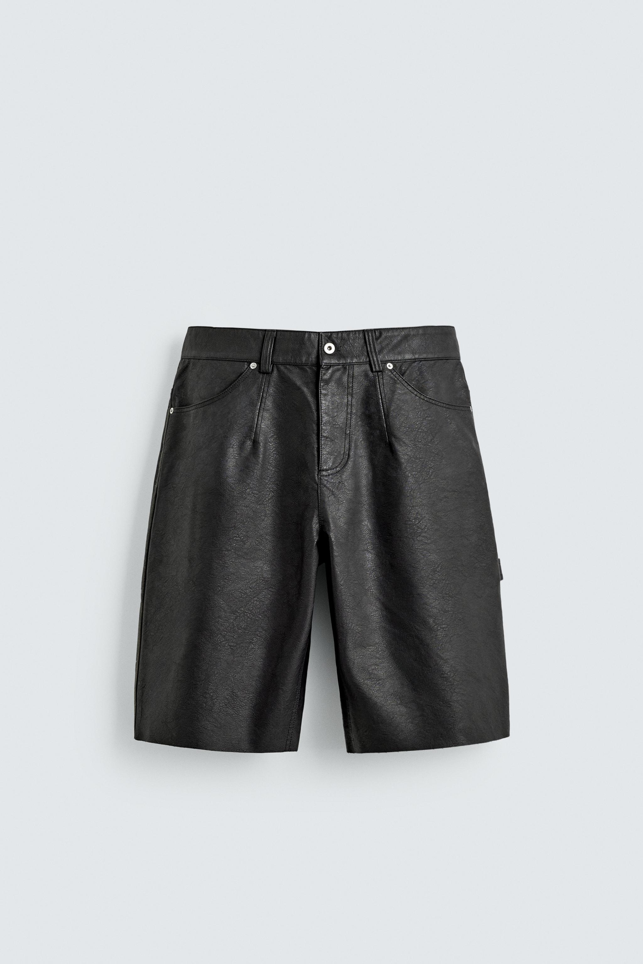 RELAXED FIT FAUX LEATHER SHORTS